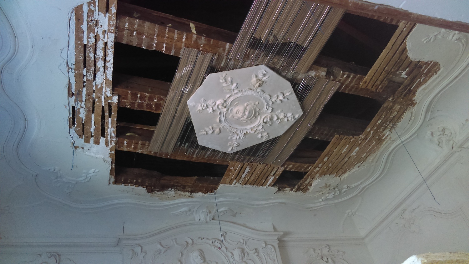 plâtre-décors-plafonds-badigeon-Larnagol-château-cabinet de travail 022
