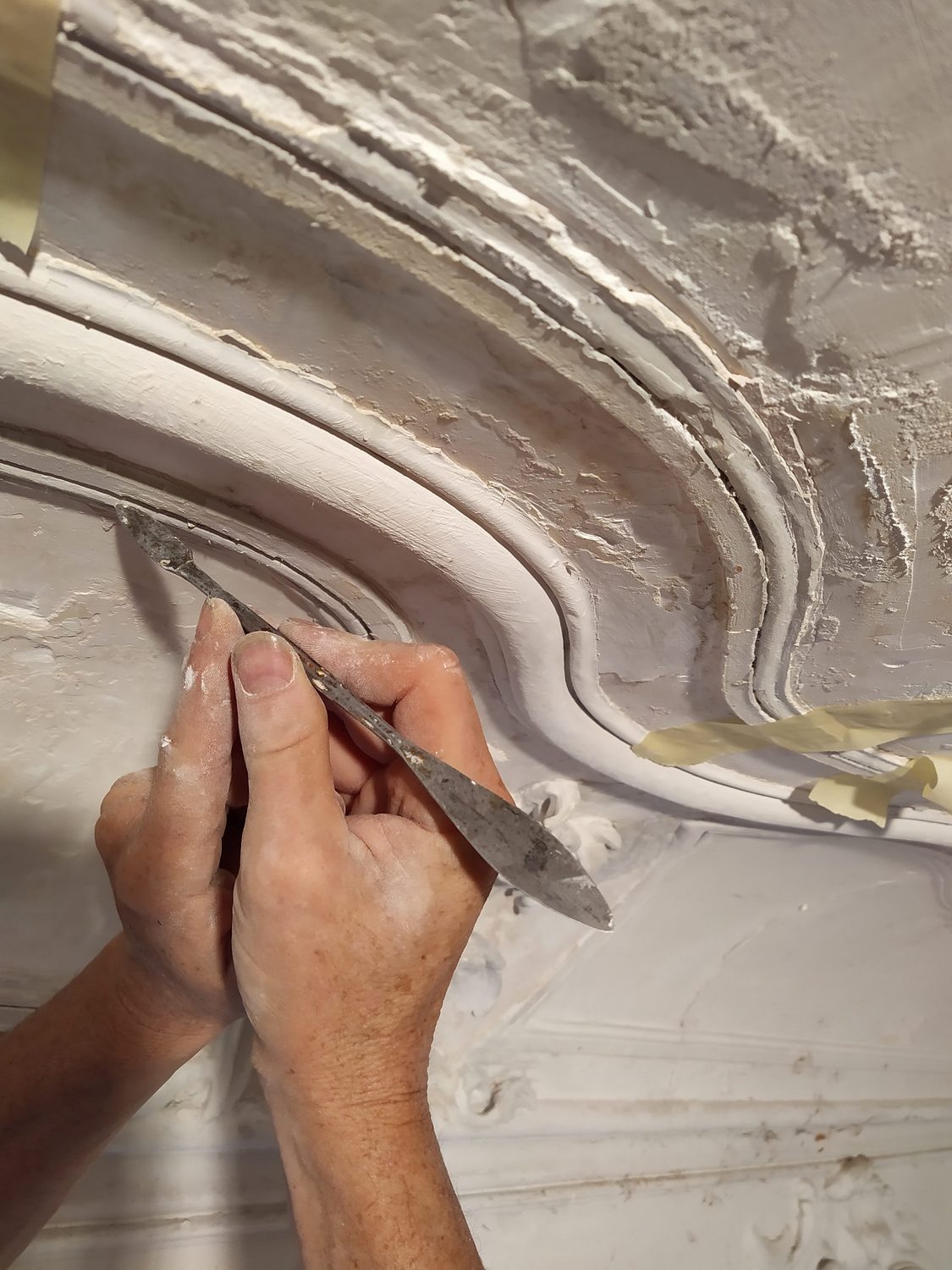 plâtre-décors-plafonds-badigeon-Larnagol-château-cabinet de travail 085
